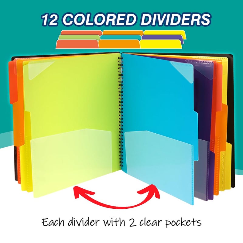 H4D 24 Pocket Poly Project Organizer, Spiral Multi Pocket Folder Organizer, Multi-Subject Folder Notebook, Letter Size - Image 4